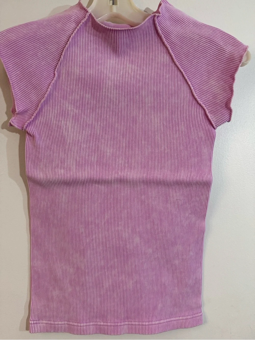Zenana Ribbed Short Sleeve Top in Light Purple